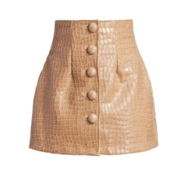 The Andamane Erin Skirt Faux Croc Gator Embossed High Waist Mini Skirt Small - Picture 1 of 16